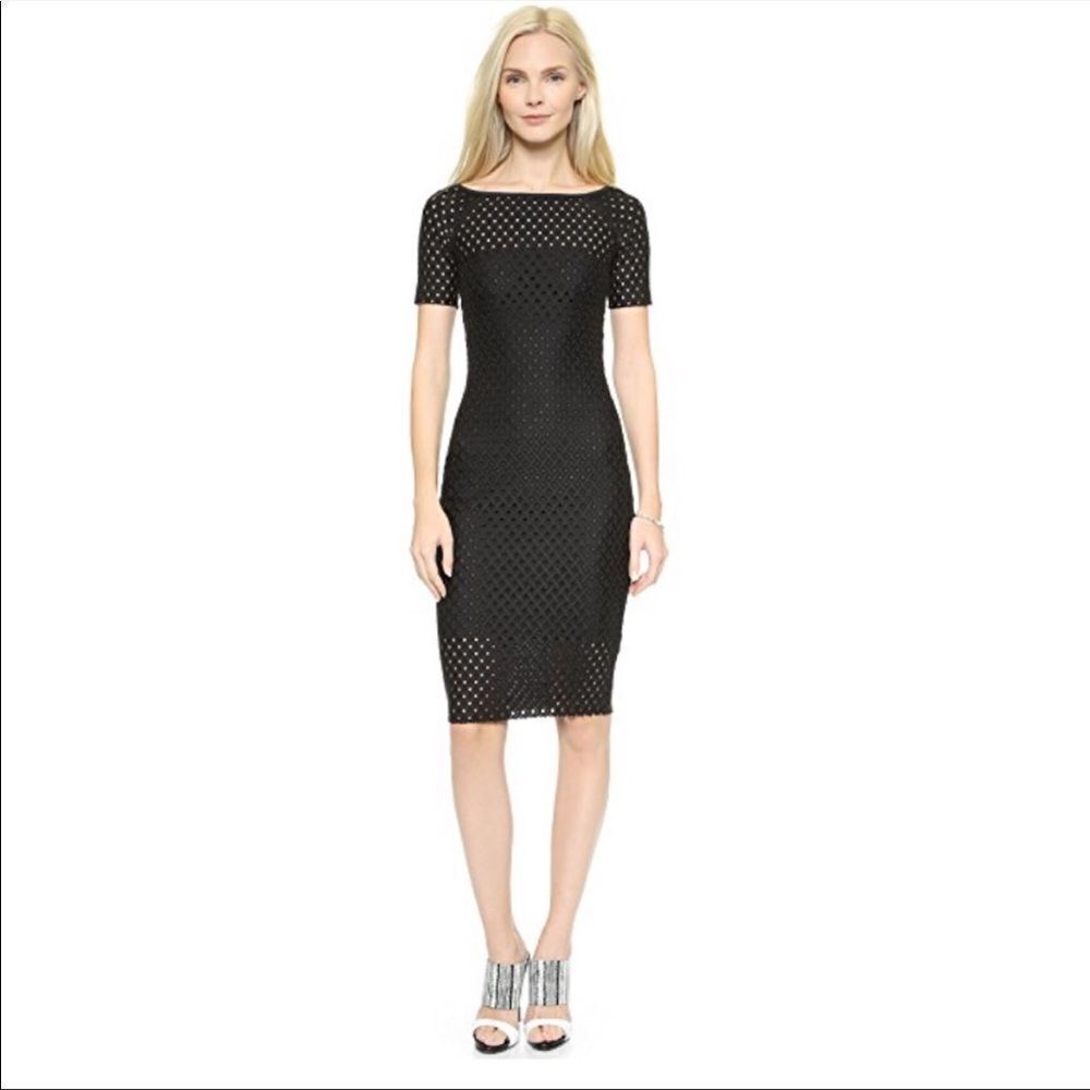 Bec & Bridge Black Into the Mystic Eyelet Lattice Bandage Dress Size 4